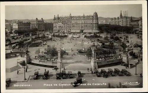 Ak Barcelona Katalonien Spanien, Plaza de Cataluna