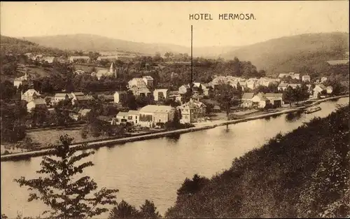 Ak Hermeton sur Meuse Wallonien Namur, Panorama mit Hotel Hermosa