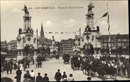 Ak Donostia San Sebastian Baskenland, Puente de Maria Cristina