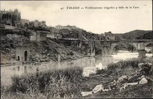 Ak Toledo Kastilien La Mancha Spanien, Fortificaciones visigodos y baño de la Cava