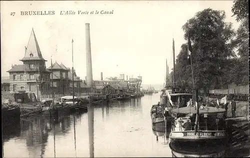 Ak Bruxelles Brüssel, L'Allee Verte et le Canal