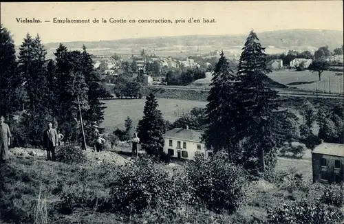 Ak Vielsalm Wallonien Luxemburg, Emplacement de la Grotte en construction, pris d'en haut