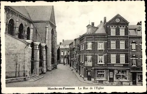 Ak Marche en Famenne Wallonien Luxemburg, La Rue de l'Eglise