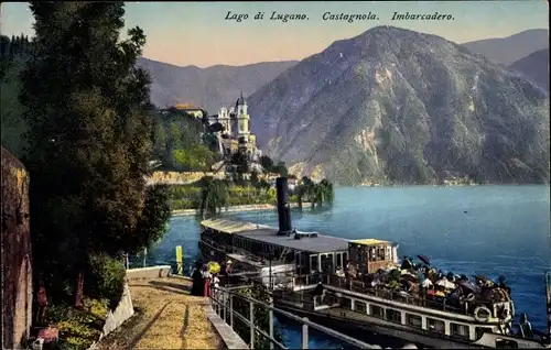 Ak Castagnola Cassarate Lugano Kt Tessin, Imbarcadero