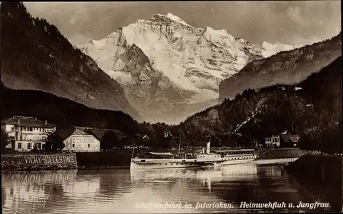 Ak Matten bei Interlaken Kt. Bern Schweiz, Heimwehfluh, Jungfrau, Schiffeinfahrt