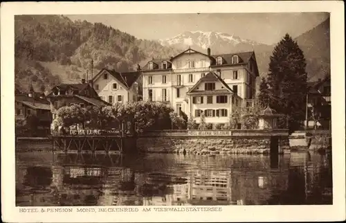 Ak Beckenried Kt. Nidwalden Schweiz, Hotel Pension Mond am Vierwaldstättersee