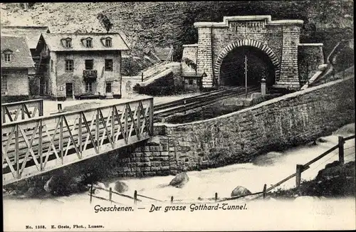 Ak Göschenen Goeschenen Kanton Uri, Der große Gotthard Tunnel