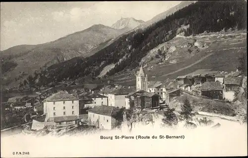 Ak Bourg Saint Pierre Kanton Wallis Schweiz, Route du St-Bernard