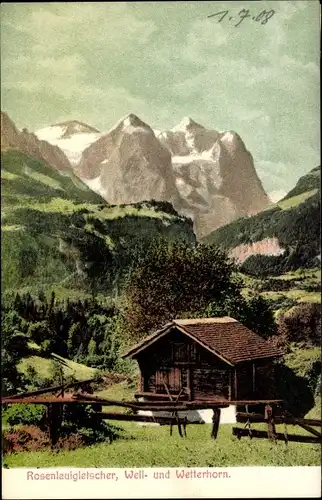 Ak Rosenlauigletscher Kanton Bern Schweiz, Well- und Wetterhorn