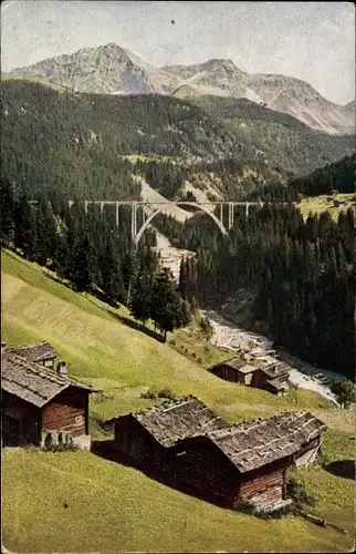Ak Chur Kanton Graubünden, Chur-Arosa-Bahn, Viadukt bei Lagnsvies