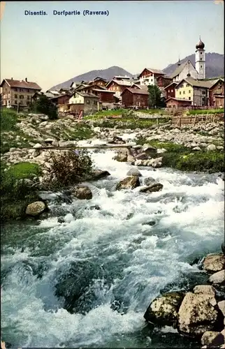 Ak Disentis Mustér Kt. Graubünden Schweiz, Dorfpartie Raveras