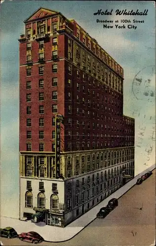 Ak New York City USA, Hotel Whitehall, Broadway at 100th Street