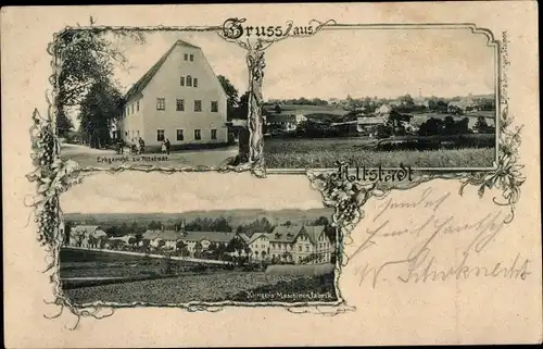 Ak Altstadt Stolpen in Sachsen, Erbgericht, Ortspanorama, Klingers Maschinenfabrik