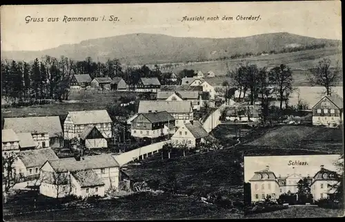 Ak Rammenau Sachsen, Aussicht nach dem Oberdorf, Schloss