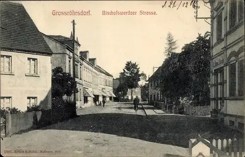 Ak Großröhrsdorf in Sachsen, Bischofswerdaer Straße, Geschäft Emil Bode