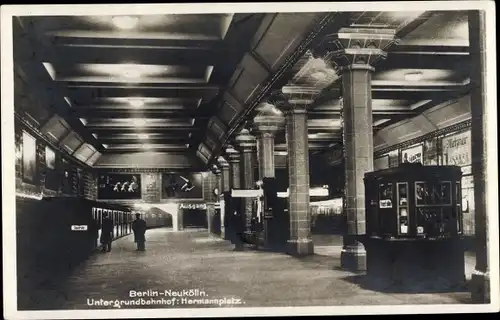 Ak Berlin Neukölln, Hermannplatz, Untergrundbahnhof, U-Bahn, Kiosk