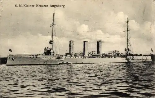 Ak Deutsches Kriegsschiff, SMS Augsburg, Kleiner Kreuzer, Kaiserliche Marine