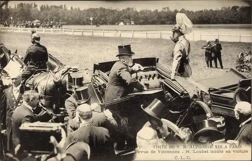 Ak Paris XII Vincennes, Visite de S. M. Alphonse XIII a Paris, Émile Loubet
