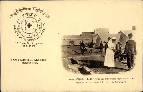 Ak Casablanca Marokko, Croix Rouge Francaise, Campagne du Maroc 1907