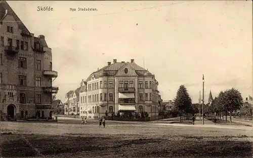 Ak Skövde Schweden, Nya Stadsdelen, Straßenpartie