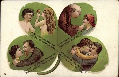 Litho Kleeblatt, Adam und Eva, Liebespaare