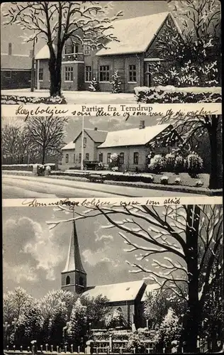 Ak Terndrup Dänemarkt, Stadtansichten im Winter, Kirche