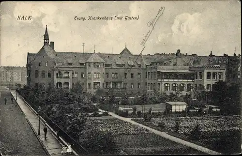 Ak Kalk Köln am Rhein, Ev. Krankenhaus, Garten