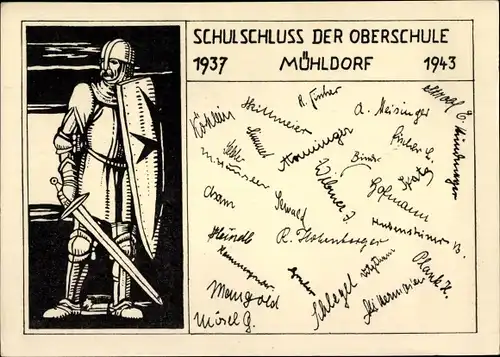 Studentika Ak Mühldorf am Inn Oberbayern, Schulschluss der Oberschule Mühldorf 1937-1943