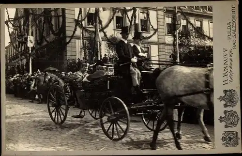 Kabinett Foto Fulda ? Bad Salzschlirf ? Festzug, Kutsche, Straßenschmuck