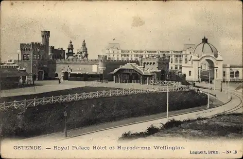 Ak Oostende Ostende Westflandern, Royal Palace Hotel et Hippodrome Wellington