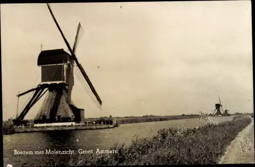 Ak Groot Ammers Südholland, Boezem met Molenzicht