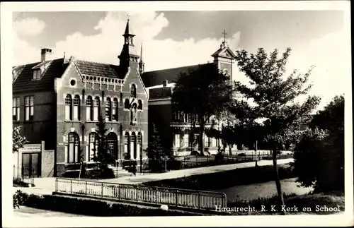 Ak Haastrecht Südholland, R. K. Kerk en School
