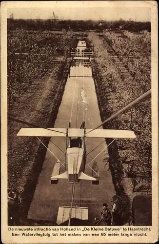 Ak Haastrecht Südholland, Wasserflugzeug in De Kleine Betuwe