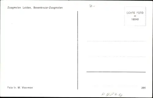 Ak Leiden Südholland Niederlande, Bovenkruier-Zaagmolen