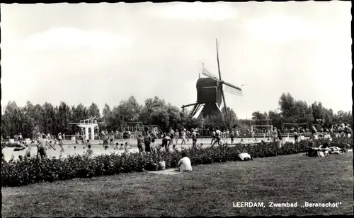 Ak Leerdam Südholland, Zwembad Berenschot, Windmühle
