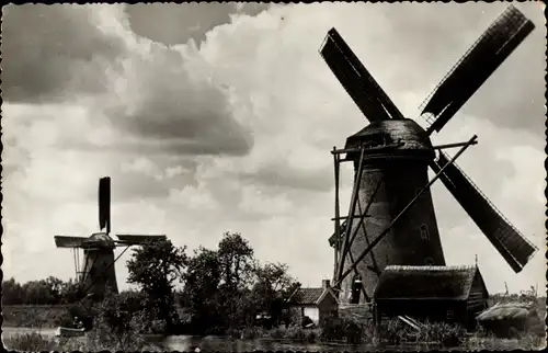 Ak Kinderdijk Molenwaard Südholland Niederlande, Hollandse Molen, Windmühlen