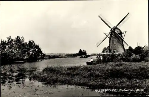 Ak Hazerswoude Dorp Südholland, Rietveldse Molen, Windmühle