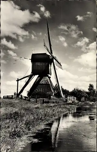 Ak Kinderdijk Molenwaard Südholland Niederlande, Hollandse Molen, Windmühle