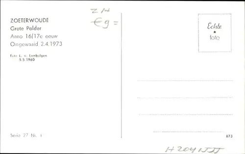 Ak Zoeterwoude Südholland, Grote Polder, Molen