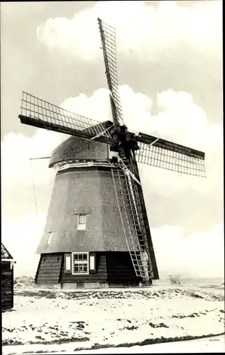 Ak Alkmaar Nordholland Niederlande, Molen van de Robons Bospolder, Winter