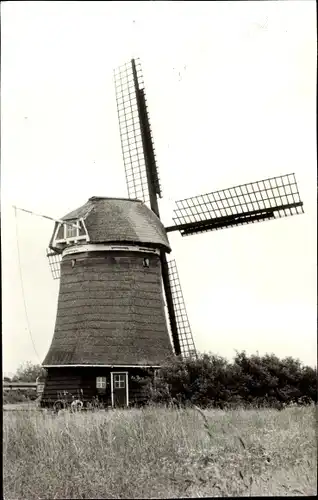 Ak Bergen Nordholland Niederlande, Sluispolder, Windmühle