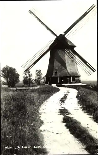 Ak Grootschermer Nordholland Niederlande, Molen de Havik