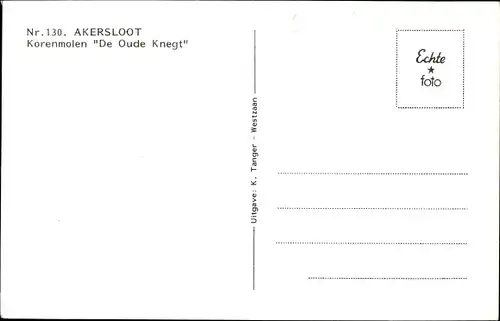 Ak Akersloot Nordholland Niederlande, Korenmolen De Oude Knegt