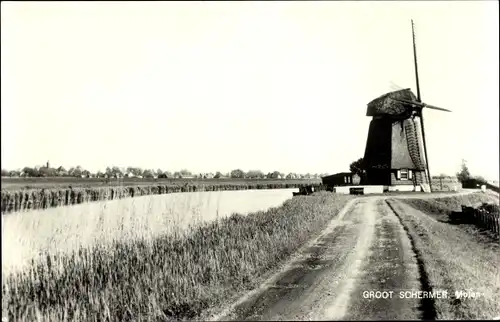 Ak Grootschermer Nordholland Niederlande, Molen