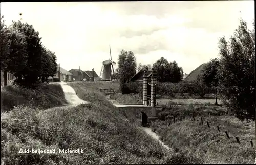 Ak Zuid Beijerland Südholland, Molendijk, Molen