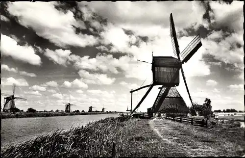 Ak Kinderdijk Molenwaard Südholland Niederlande, Hollandse Molens, Windmühle