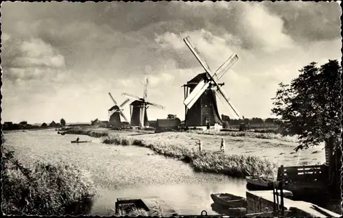 Ak Stompwijk Südholland, Drie watermolens langs de Voor
