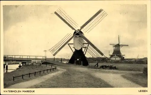 Ak Leiden Südholland Niederlande, Watermolen Maredijk