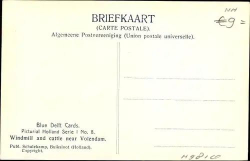 Ak Volendam Nordholland Niederlande, Windmill