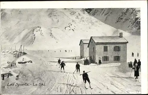 Ak Les Sports, le Ski, Winterlandschaft, Skifahrer